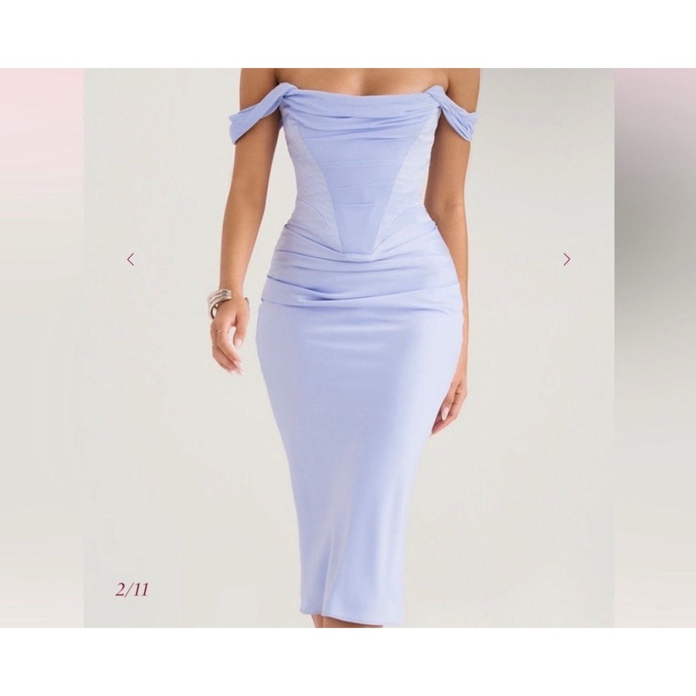House of CB London Lavender Purple Corset Satin Mini Cocktail Dress Size M